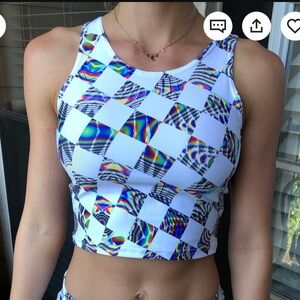Trippy Checkered Rave Crop Top